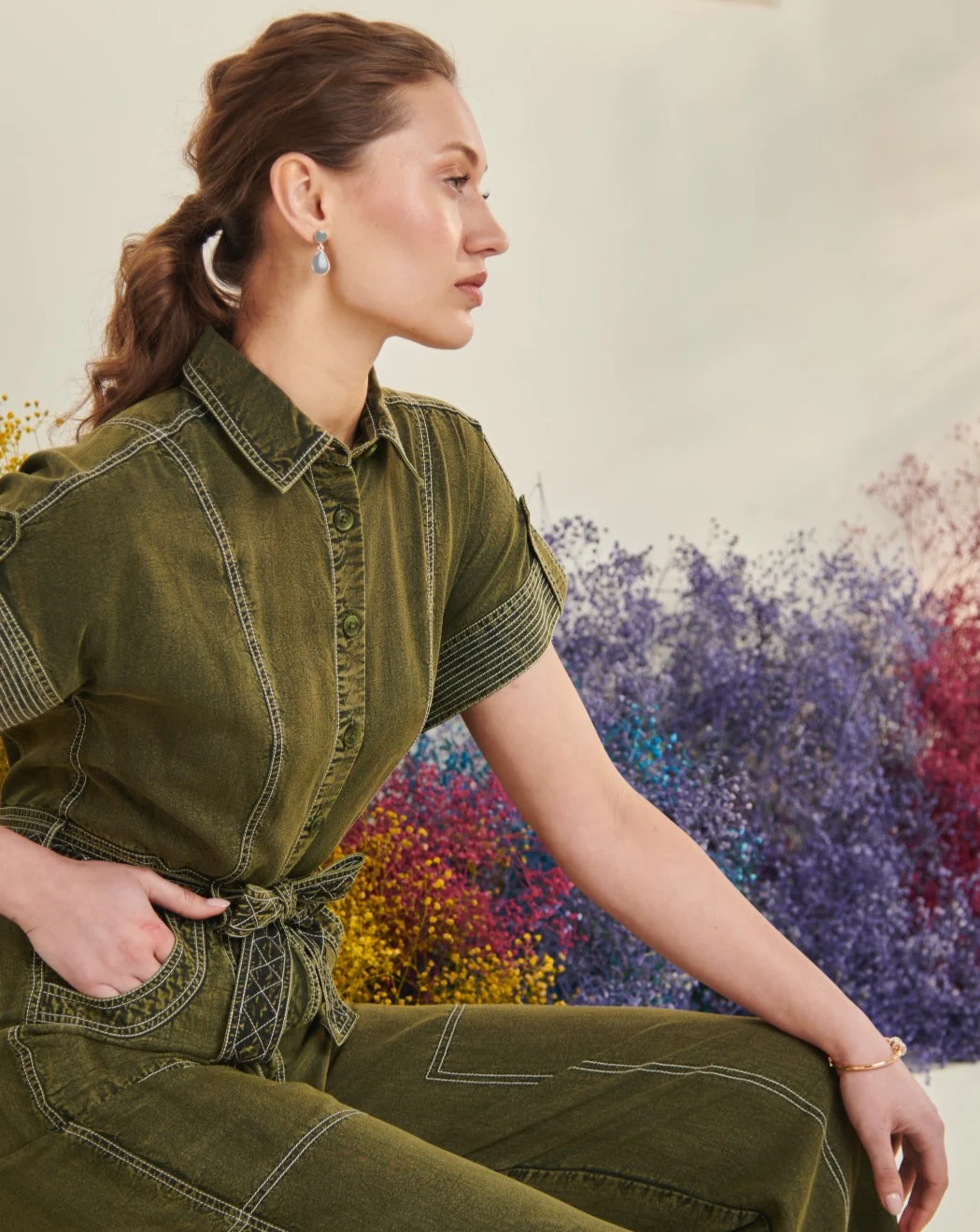 Adele Olive Jumpsuit - Image 15