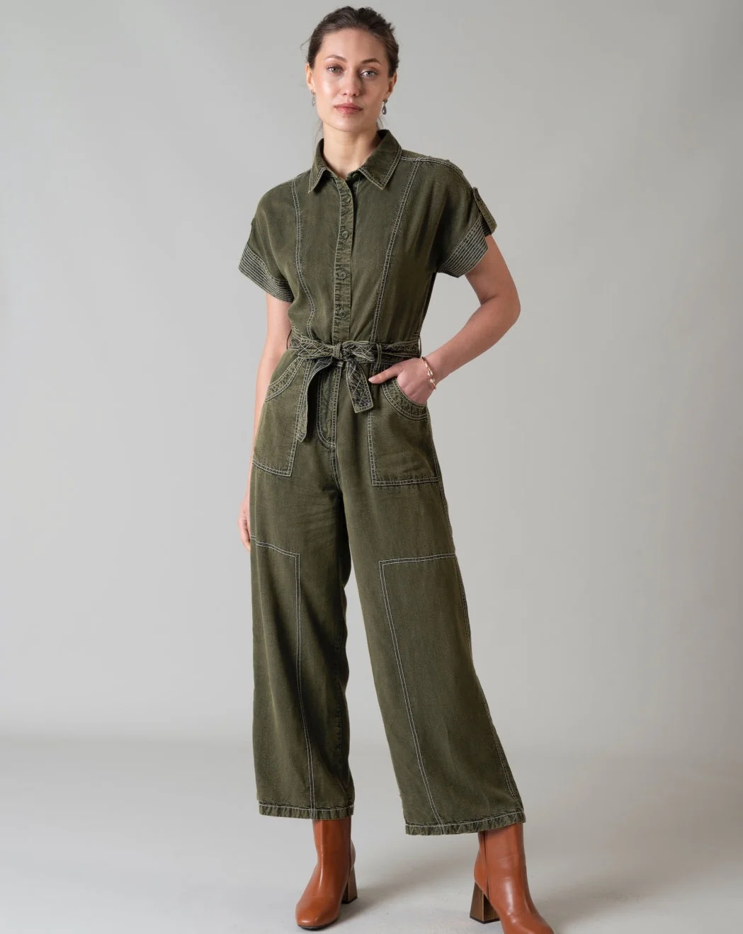 Adele Olive Jumpsuit - Image 6