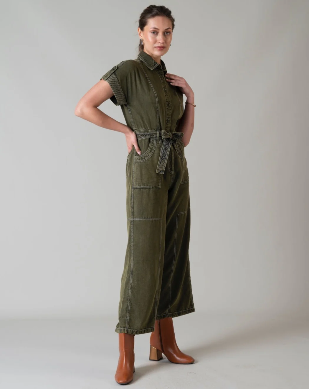 Adele Olive Jumpsuit - Image 8