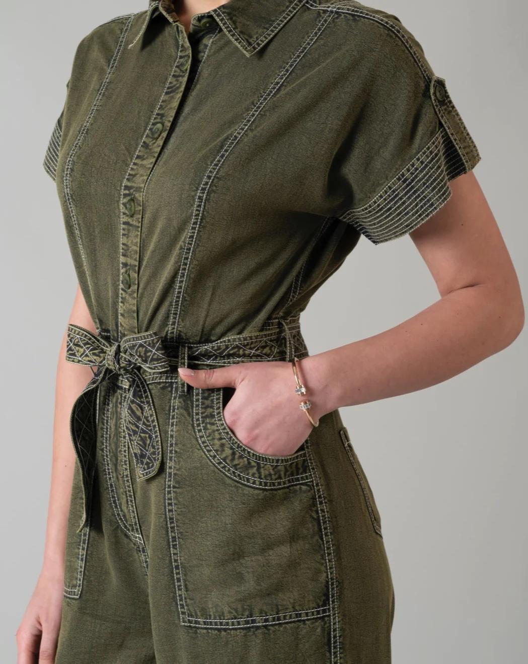 Adele Olive Jumpsuit - Image 9